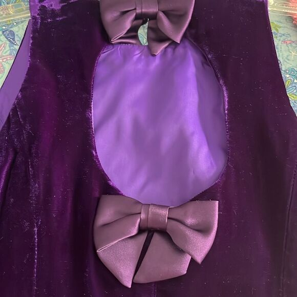 Donna Ricco New York Petite Purple Velvet with Open Back Satin Bows Party Dress - Picture 10 of 11
